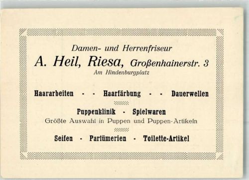 Riesa Damen und Herrenfriseur A. Heil Puppenklinik Spielwaren