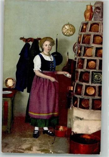 Am häuslichen Herd Kachelofen Kunstverlag Richard Zieschank Nr. 353