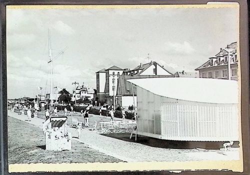 Duhnen Foto montiert auf Karton Strand mit neuem Musikpavillon Fotograf Otto Schulze