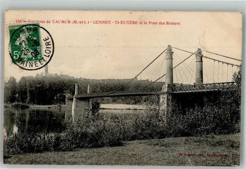 Saumur 1908 Pont des Rosiers Briefmarke Bildseite