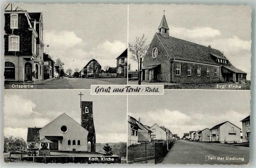 Tente Ev. Kirche Kath. Kirche Siedlung Gruß Foto AK