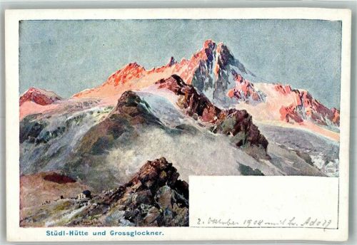 Grossglockner 1908 Stüdl-Hütte und Grossglockner