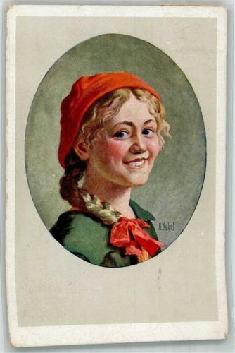1921 Lachendes Mädchen mit blondem Zopf Farbenphotographische Gesellschaft Nr. 4035 Serie 179