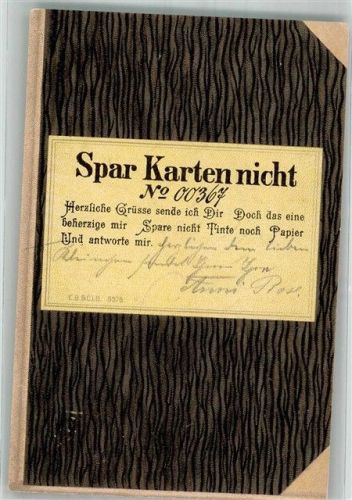1901 Sparbuchkarte mit der Aufschrift Spar Karten nicht