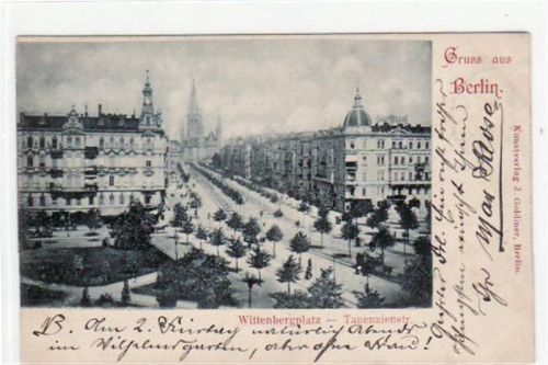 Berlin Schöneberg mit Wittenbergplatz u. Tauentzienstraße gelaufen von 1900. Albumabdrücke an den Ecken sonst gut erhalten