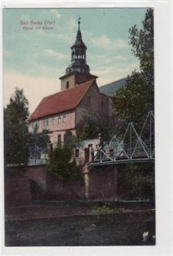 Bad Berka (Ilm) mit Pfarrei und Kirche gelaufen 1921. Leicht fleckig, sonst gut erhalten.