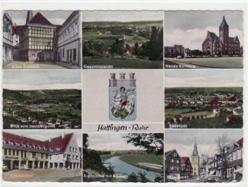 Hattingen mit 8 Abbildungen gelaufen, mit Marke und Stempel von 1963. Gute Erhaltung.