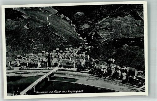 Bernkastel 1937 Fliegeraufnahme des Ortes mit Moselbrücke und Kirche St. Michael