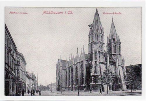 Mühlhausen Mühlhausen mit Untermarktskirche und Felchtaerstrasse ungelaufen Gute Erhaltung.