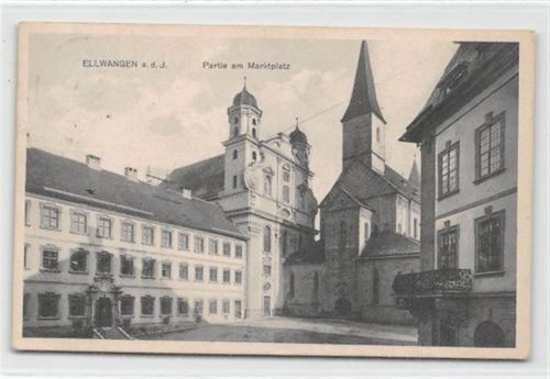 Ellwangen an der Jagst. Partie am Marktplatz gelaufen. Gute Erhaltung.