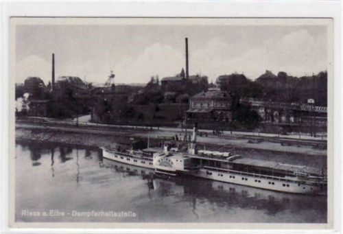 Riesa Riesa mit Dampferhaltestelle gelaufen und Bahnpoststempel von 1941, Zug Nr. 0132. Gute Erhaltung.
