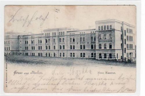 Itzehoe Itzehoe mit neuer Kaserne gelaufen, 1900. Leicht abgerundete Ecke n, leicht stockfleckig, sonst gut erhalten