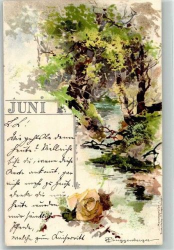 1899 Monat Juni Bach in Sommerlandschaft Rose Adelskorrespondenz