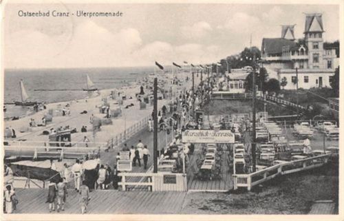 Ostseebad Cranz / Selenogradsk - Kreis Fischhausen / Primorsk. Uferpromenade gelaufen 1933 kleiner Knick an der linken oberen Ecke Leichter Stempeldurchdruck, sonst gut erhalten