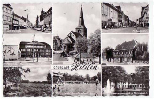 Hilden Hilden mit 8 Abbildungen gelaufen, mit Marke und Stempel von 1963. Leichter Schrift- und Stempeldurchdruck, sonst gut erhalten