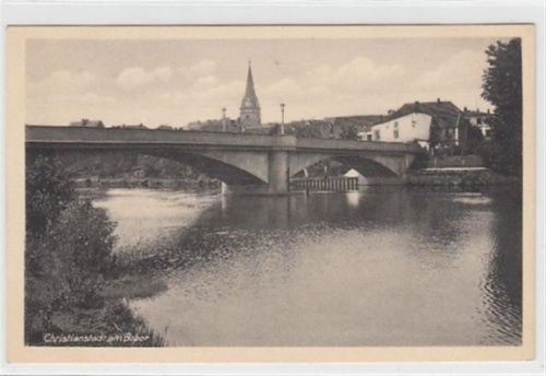 Christianstadt am Bober / Krzystkowice - Kreis Sorau / Zary. Teilansicht Brücke ungelaufen Sehr gut erhalten.