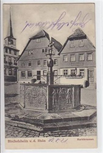 Bischofsheim v.d. Rhön mit Marktbrunnen gelaufen, mit Marke und Stempel von 1921. Leicht stockfleckig, bügig, sonst gut erhalten