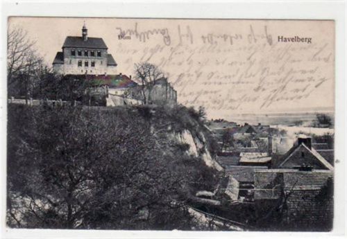 Havelberg Havelberg mit Teilansicht und Dom gelaufen 1912. Marke defekt, sonst gut erhalten.