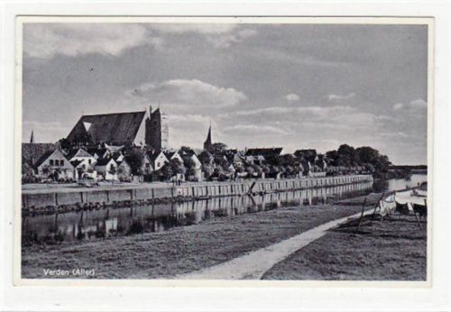 Verden a.d. Aller mit Gesamtansicht gelaufen, 1935. Gute Erhaltung.