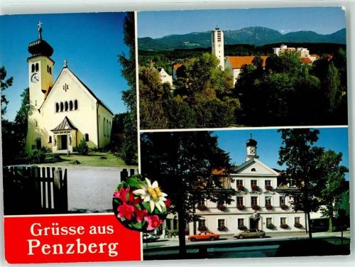 Penzberg Kirche Blumen Autos