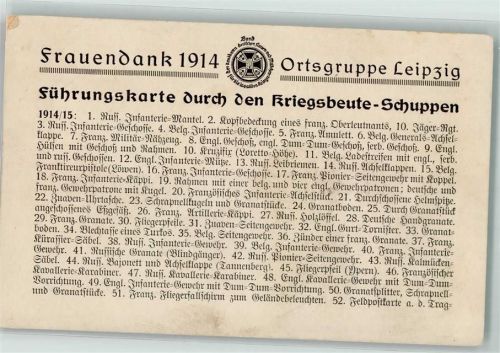 1914 Frauendank 1914 Ortsgruppe Leipzig Führungskarte durch den Kriegsbeute-Schuppen
