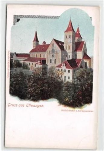 Ellwangen. Stiftskirche Gymnasium ungelaufen kleiner Knick unten rechts, sonst gut erhalten