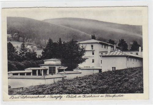 Bad Schwarzbach Bad Schwarzbach - Czerniawa-Zdrój / Kreis Lauban - Luban im Isergebirge mit Blick auf Kurhaus und Heufuder gelaufen 1937 kleiner Knick an der linken unteren Ecke , sonst gut erhalten