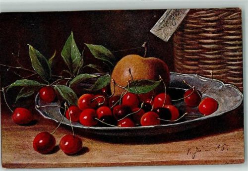 1905 Früchte Kirschen Obstschale AK