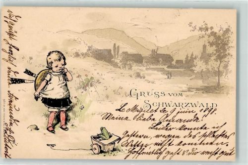 Gruss aus Schwarzwald sign. Reiss, Fritz Verlag Müller & Trüb Nr. 196 Frosch 1898
