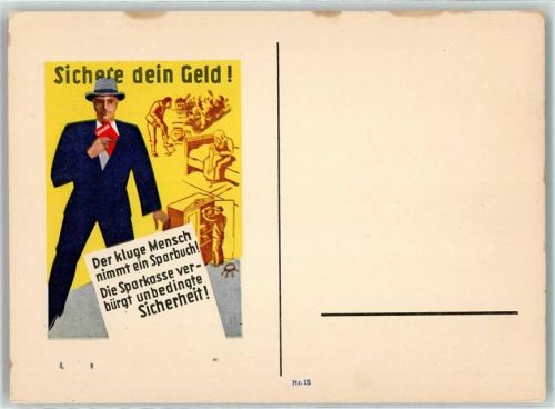 Nr. 15 Sichere dein Geld , nimm ein Sparbuch Sparkasse Gebrauchsspuren