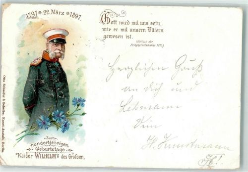 1897 Hundertjähriger Geburtstag Kornblumen AK