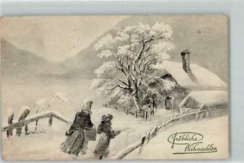 1914 V.K. Vienne 5310 Weihnachten Mutter und Kind Winterlandschaft AK