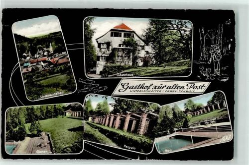 91364 W8551 Unterleinleiter Gebrauchsspuren Gasthaus zur alten Post Pergula Garten Bad