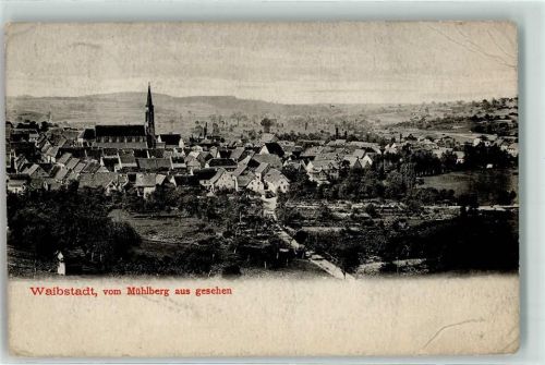 74915 W6923 Waibstadt 1912 Gebrauchsspuren Vom Mühlberg gesehen Kirche