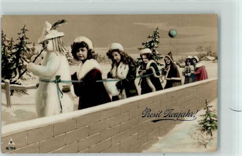 1909 Photochemie Serie 8301-2 Neujahr Kinder mit Pelz