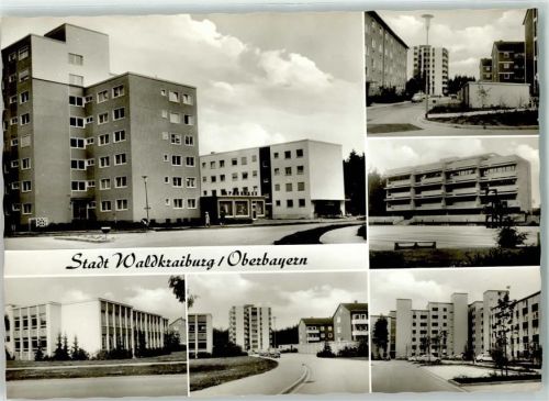 84478 W8264 Waldkraiburg Foto AK Industriesiedlung Sparkasse