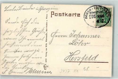Bebra 1912 Bebra - Göttingen Zug 888 Bad Sooden a. Werra Kurpark mit neuem Kurhaus