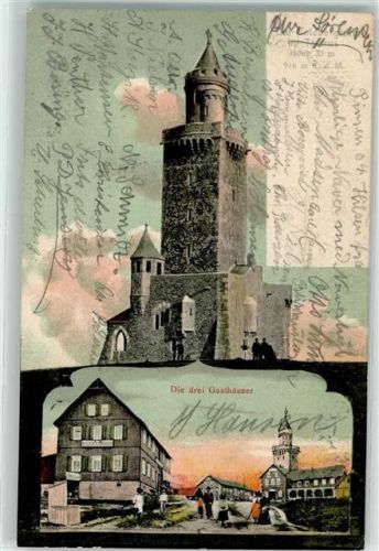 Feldberg 1904 Feldbergturm Die drei Gasthäuser Bahnpoststempel