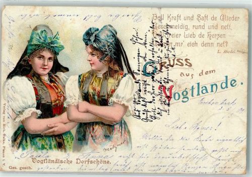 1900 Frauen Dorfschöne Lithographie