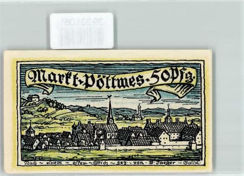 Pöttmes Notgeld 50 Pfennig Wappen Kirche
