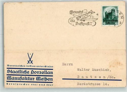 Meißen Staatliche Manufaktur Telegramm Original Firmen Stempel
