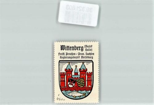 Lutherstadt Wittenberg Vignette Wappen Freist. Preußen Prov. Sachsen Regierungsbezirk Merseburg