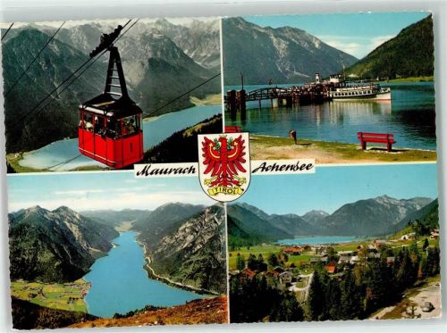Maurach Achensee Kabinenbahn Seitenraddampfer VW Käfer Wappen