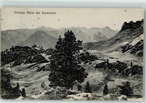 Maurach 1910 Erfurter Hütte mit Karwendel