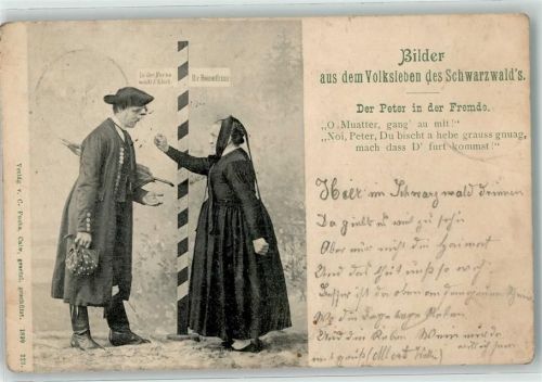 1899 Volksleben des Schwarzwalds Der Peter in der Fremde Wegweiser Tracht
