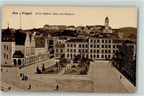 Aue Ernst Geßner Platz Postamt Kirche Denkmal