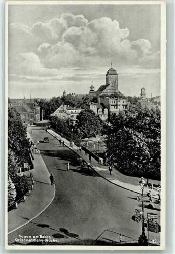 Sagan Zagan - Kaiser Wilhelm Brücke Auto Wegweiser Turm