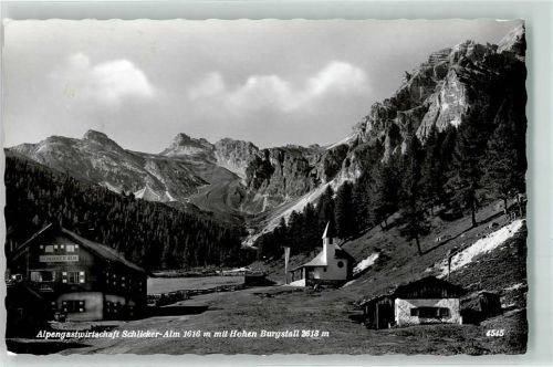 Telfes Alpengasthaus Schlicker Alm mit Hohen Burgstall