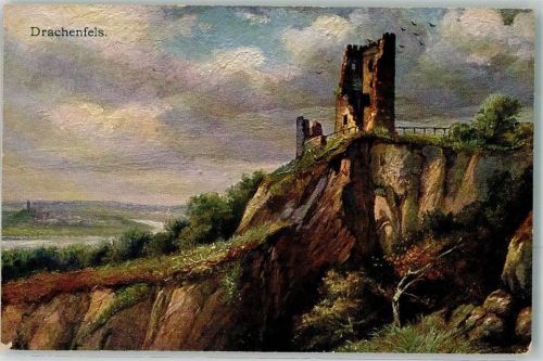 53639 W5330 Drachenfels 1917 Künstlerkarte Burgruinen Feldpost 1. Ersatz-Batterie