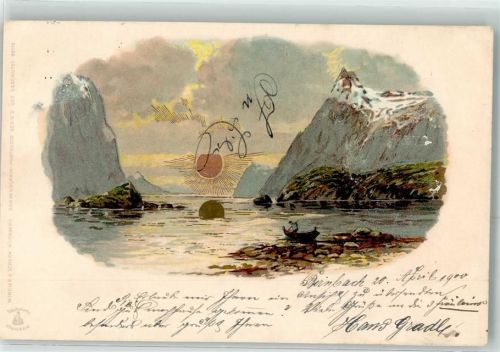 1900 Boot Berge Sonnenschein Karte Serie V Nr.99115